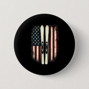 Amerikaanse vlag alpineskiër _4  ronde button 5,7 cm