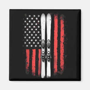 Amerikaanse vlag alpineskiër _5 magneet