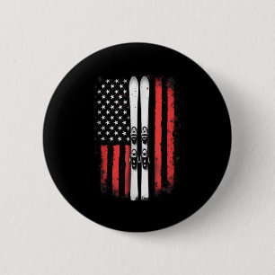 Amerikaanse vlag alpineskiër _5  ronde button 5,7 cm