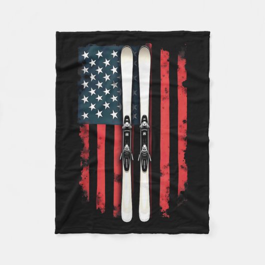 Amerikaanse vlag alpineskiër _6 fleece deken (Voorkant)