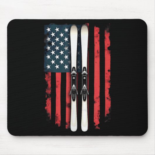 Amerikaanse vlag alpineskiër _6 muismat (Voorkant)