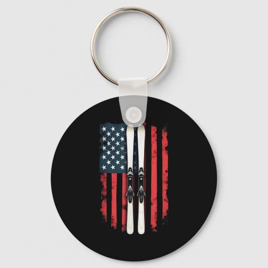 Amerikaanse vlag alpineskiër _6 sleutelhanger (Voorkant)