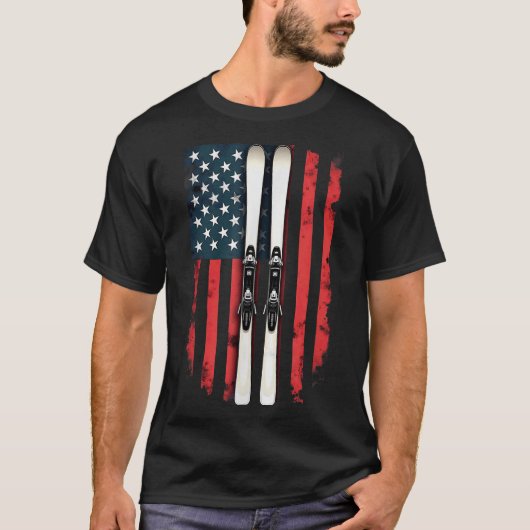 Amerikaanse vlag alpineskiër _6 t-shirt (Voorkant)