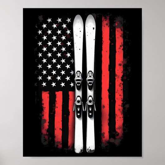Amerikaanse vlag alpineskiër poster (Voorkant)