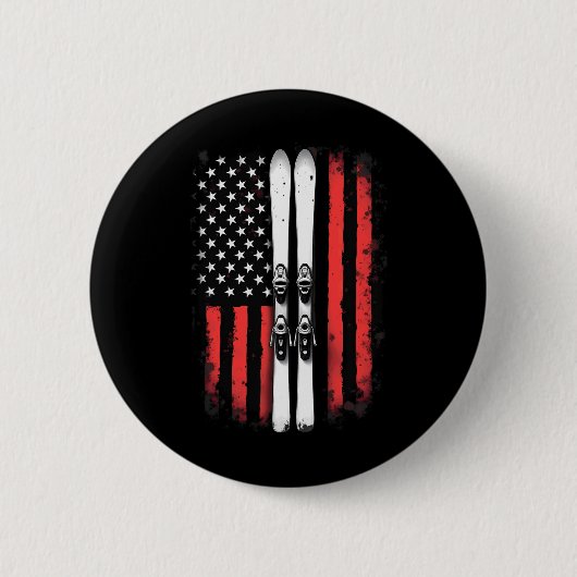 Amerikaanse vlag alpineskiër ronde button 5,7 cm (Voorkant)