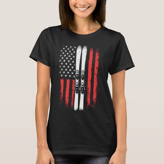 Amerikaanse vlag alpineskiër t-shirt (Voorkant)