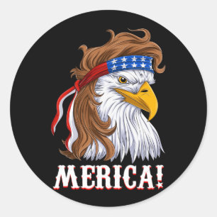 Amerikaanse Vlag Amerika Adelaar Mullet Shirt Mann Ronde Sticker