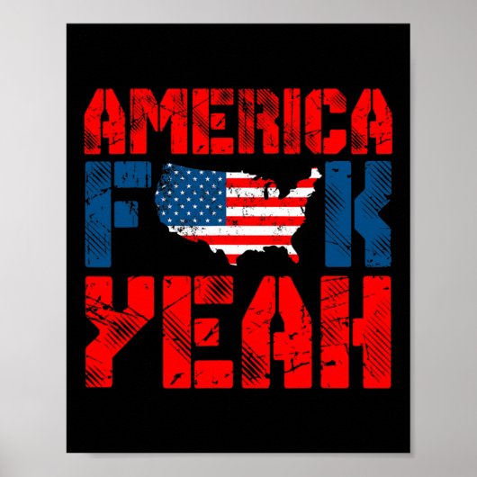 Amerikaanse vlag Amerika Ja Grappig 4 juli Poster (Voorkant)