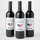 Amerikaanse vlag Amerikaans hart Wijn Etiket (Flessen)