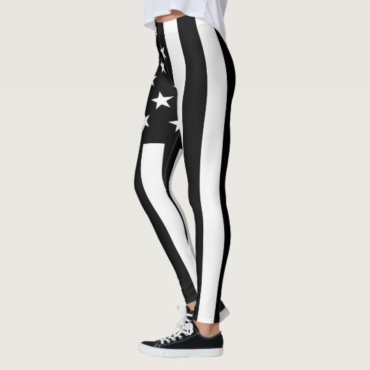 Amerikaanse vlag Amerikaans zwart wit Leggings (Links)