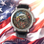 Amerikaanse vlag Amerikaanse adelaar Horloge<br><div class="desc">Maak indruk met tijdloze elegantie en patriottisme met onze Amerikaanse vlag American Eagle Watch. Dit opmerkelijke uurwerk toont een uniek ontwerp van een Amerikaanse adelaar, bovenop een klassieke Amerikaanse vlag, die de kracht en vrijheid van onze grote natie symboliseert. Gemaakt van hoogwaardige, duurzame materialen, het horloge is niet alleen stijlvol,...</div>