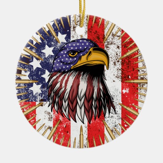  Amerikaanse vlag Amerikaanse adelaar Keramisch Ornament (Voorkant)