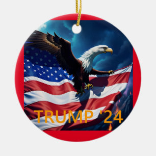 Amerikaanse vlag Amerikaanse adelaar TRUMP 2024 Keramisch Ornament
