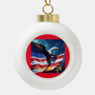 Amerikaanse vlag Amerikaanse adelaar TRUMP 2024 Keramische Bal Ornament