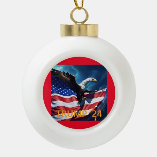 Amerikaanse vlag Amerikaanse adelaar TRUMP 2024 Keramische Bal Ornament (Voorkant)