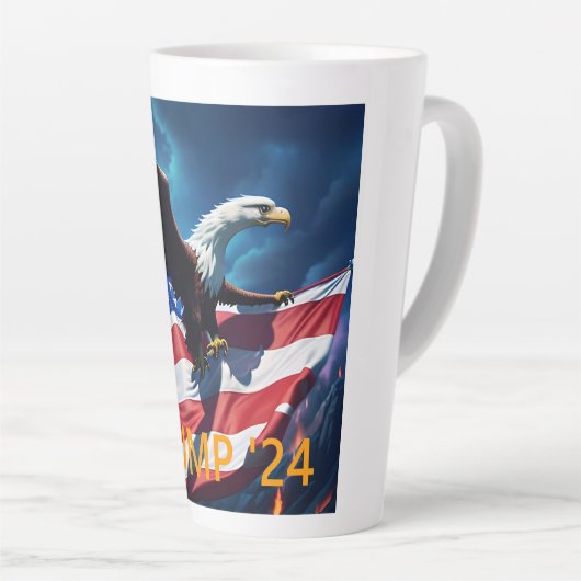 Amerikaanse vlag Amerikaanse adelaar TRUMP 2024 Latte Mok (Rechterhoek)