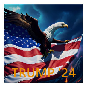 Amerikaanse vlag Amerikaanse adelaar TRUMP 2024 Perfect Poster