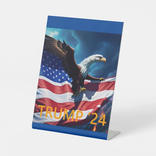 Amerikaanse vlag Amerikaanse adelaar TRUMP 2024 Reclamebord Met Voetstuk (Voorkant)