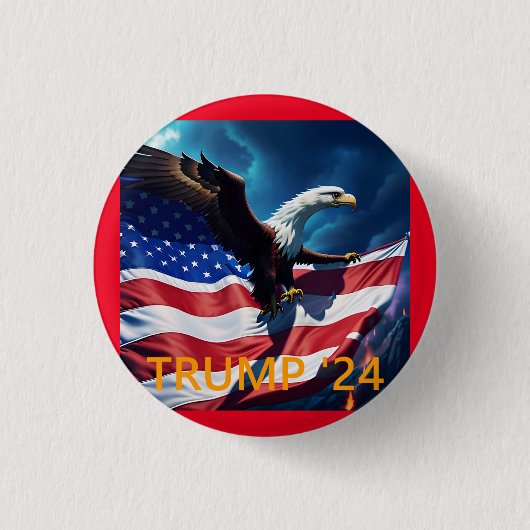 Amerikaanse vlag Amerikaanse adelaar TRUMP 2024 Ronde Button 3,2 Cm (Voorkant)