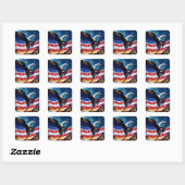 Amerikaanse vlag Amerikaanse adelaar TRUMP 2024 Vierkante Sticker (Vel)