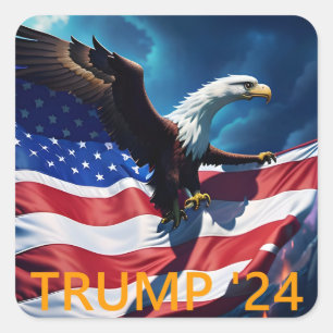 Amerikaanse vlag Amerikaanse adelaar TRUMP 2024 Vierkante Sticker