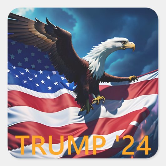 Amerikaanse vlag Amerikaanse adelaar TRUMP 2024 Vierkante Sticker (Voorkant)
