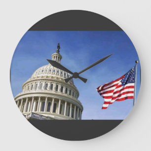 Amerikaanse vlag & Amerikaanse Capitol Patriottisc Grote Klok
