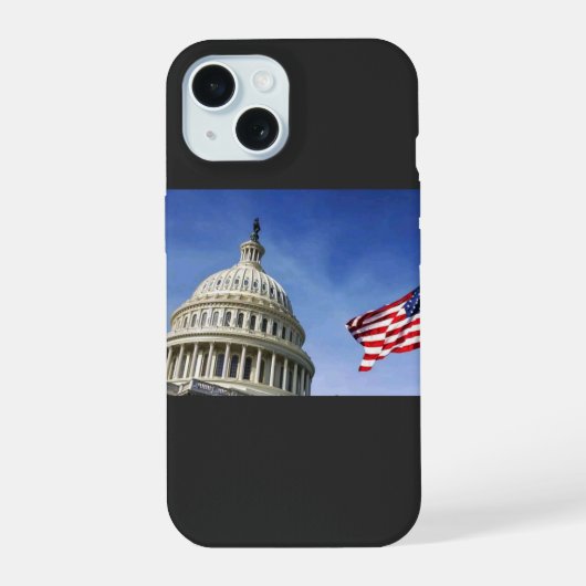 Amerikaanse vlag & Amerikaanse Capitol Patriottisc iPhone 15 Case (Achterkant)
