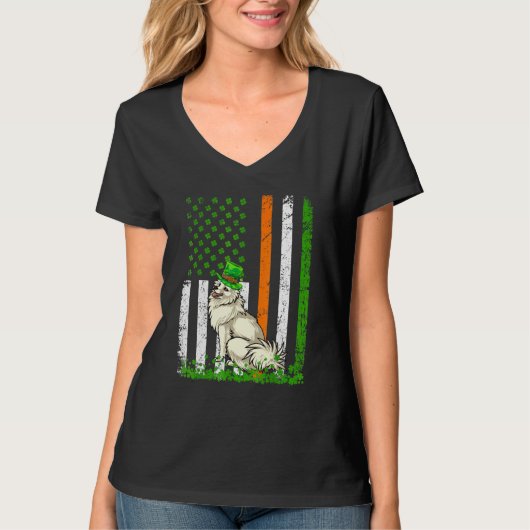 Amerikaanse vlag Amerikaanse Eskimo Dog St Patrick T-shirt (Voorkant)