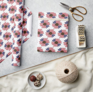 Amerikaanse vlag Amerikaanse Floral Pattern Cadeaupapier