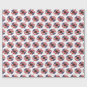 Amerikaanse vlag Amerikaanse Floral Pattern Cadeaupapier (Vlak)