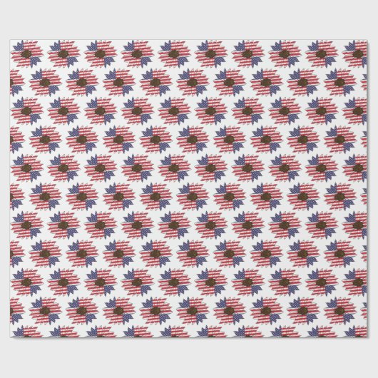 Amerikaanse vlag Amerikaanse Floral Pattern Cadeaupapier (Vlak)