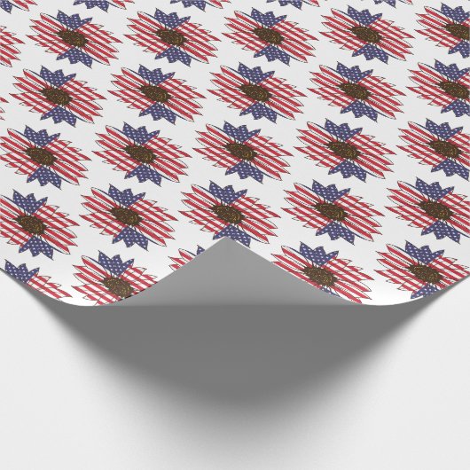 Amerikaanse vlag Amerikaanse Floral Pattern Cadeaupapier (Hoek)