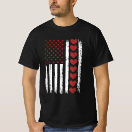 Amerikaanse vlag Amerikaanse hart Valentijnsdag T-shirt