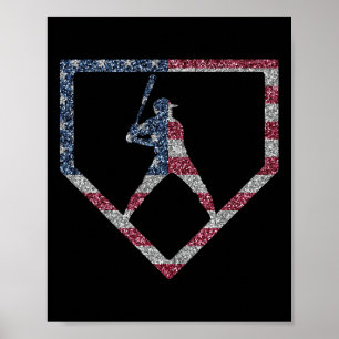 Amerikaanse vlag Amerikaanse honkbal Drip Boys Poster