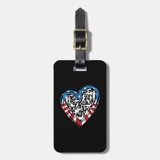 Amerikaanse vlag Amerikaanse loper - Running Heart Bagagelabel (Voorkant verticaal)