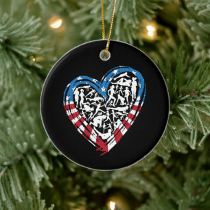 Amerikaanse vlag Amerikaanse loper - Running Heart Keramisch Ornament