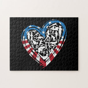 Amerikaanse vlag Amerikaanse loper - Running Heart Legpuzzel