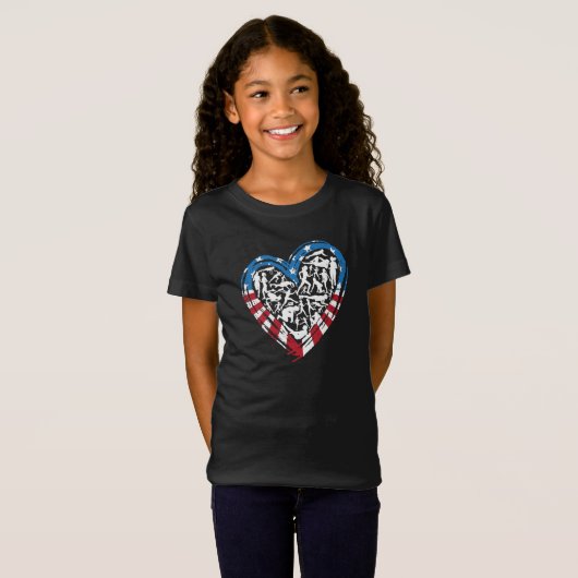 Amerikaanse vlag Amerikaanse loper - Running Heart T-shirt (Voorkant volledig)
