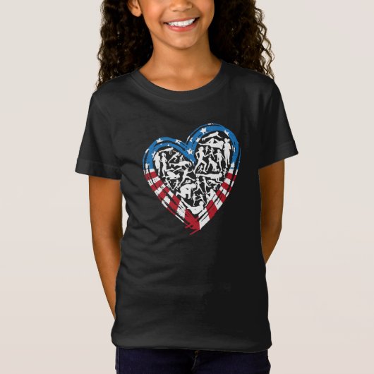 Amerikaanse vlag Amerikaanse loper - Running Heart T-shirt (Voorkant)