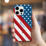 Amerikaanse vlag Amerikaanse patriottische roestkr iPhone 16 Pro Max Hoesje<br><div class="desc">Show sommige sterren en strepen trots in uw land wanneer u deze mobiele telefoon gebruikt. Uw douanenaam bedekt roestachtige, , vette, grafische, diagonale rode en witte strepen en witte sterren op een blauwe, Amerikaanse achtergrond van het vlagland met panelbekleding. Personaliseer met jouw naam. Maakt een geweldig, patriottisch cadeau! Typ alleen...</div>