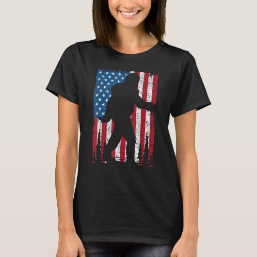 Amerikaanse vlag Amerikaanse pride Sasquatch Yeti  T-shirt (Voorkant)