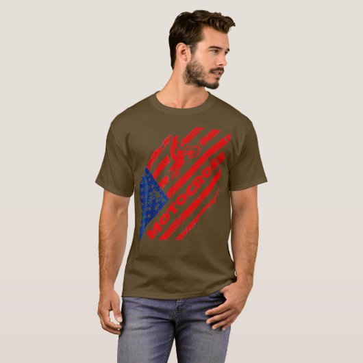 Amerikaanse vlag Amerikaanse T-shirt Dirt Bike (Voorkant volledig)