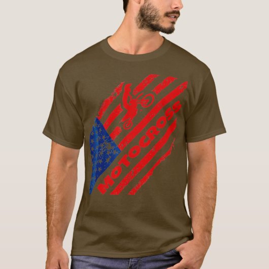 Amerikaanse vlag Amerikaanse T-shirt Dirt Bike (Voorkant)