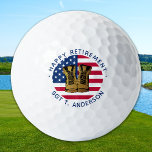 Amerikaanse vlag Amerikaanse vlag Golfballen<br><div class="desc">Voeg de afwerking toe aan uw militaire aftredingsfeest met deze Amerikaanse vlag-ontwerpartikelen voor militaire golfballen. De Amerikaanse Amerikaanse vlag in een modern rood wit en blauw, sterren en strepen, met gouden gevechtsschoenen. Deze Amerikaanse vlaggenpartij gunt golfballen... is perfect voor een militaire pensioenpartij, militaire missies sturen af, militaire heuglijke feestdag, militair...</div>