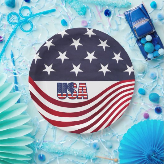 Amerikaanse vlag Amerikaanse vlag op 4 juli Onafha Papieren Bordje (Feest)