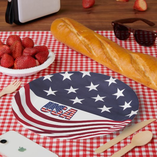 Amerikaanse vlag Amerikaanse vlag op 4 juli Onafha Papieren Bordje (Picknick)