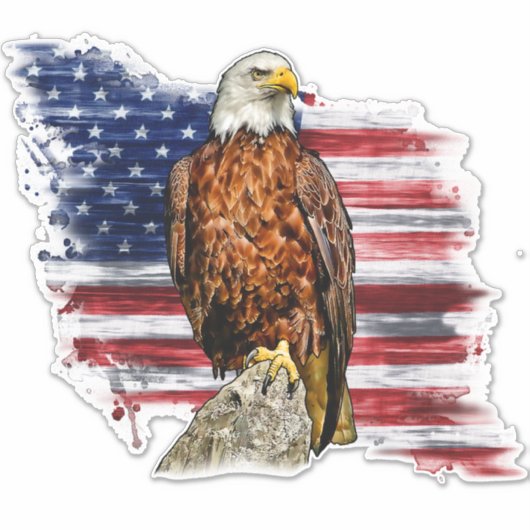 Amerikaanse vlag Amerikaanse vlag op Bald Eagle Pa Sticker (Voorkant)