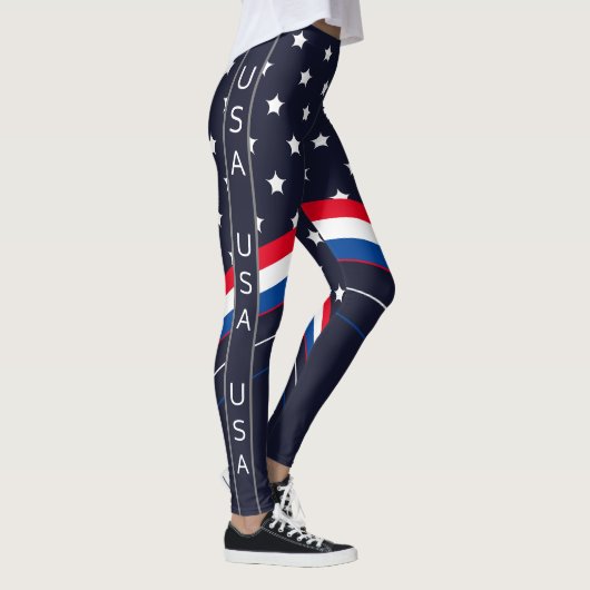 Amerikaanse vlag Amerikaanse vlag Patriottic Athle Leggings (Rechts)