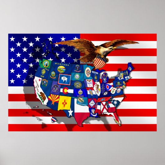 Amerikaanse vlag Amerikaanse vlaggen Amerikaanse v Poster (Voorkant)